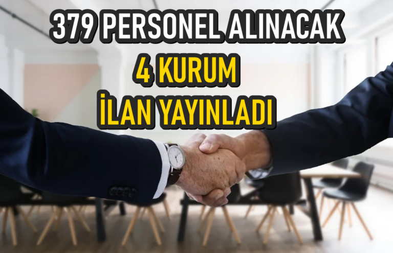 Kamuya 379 personel alımı yapılacak! 4 kuruma alınacak