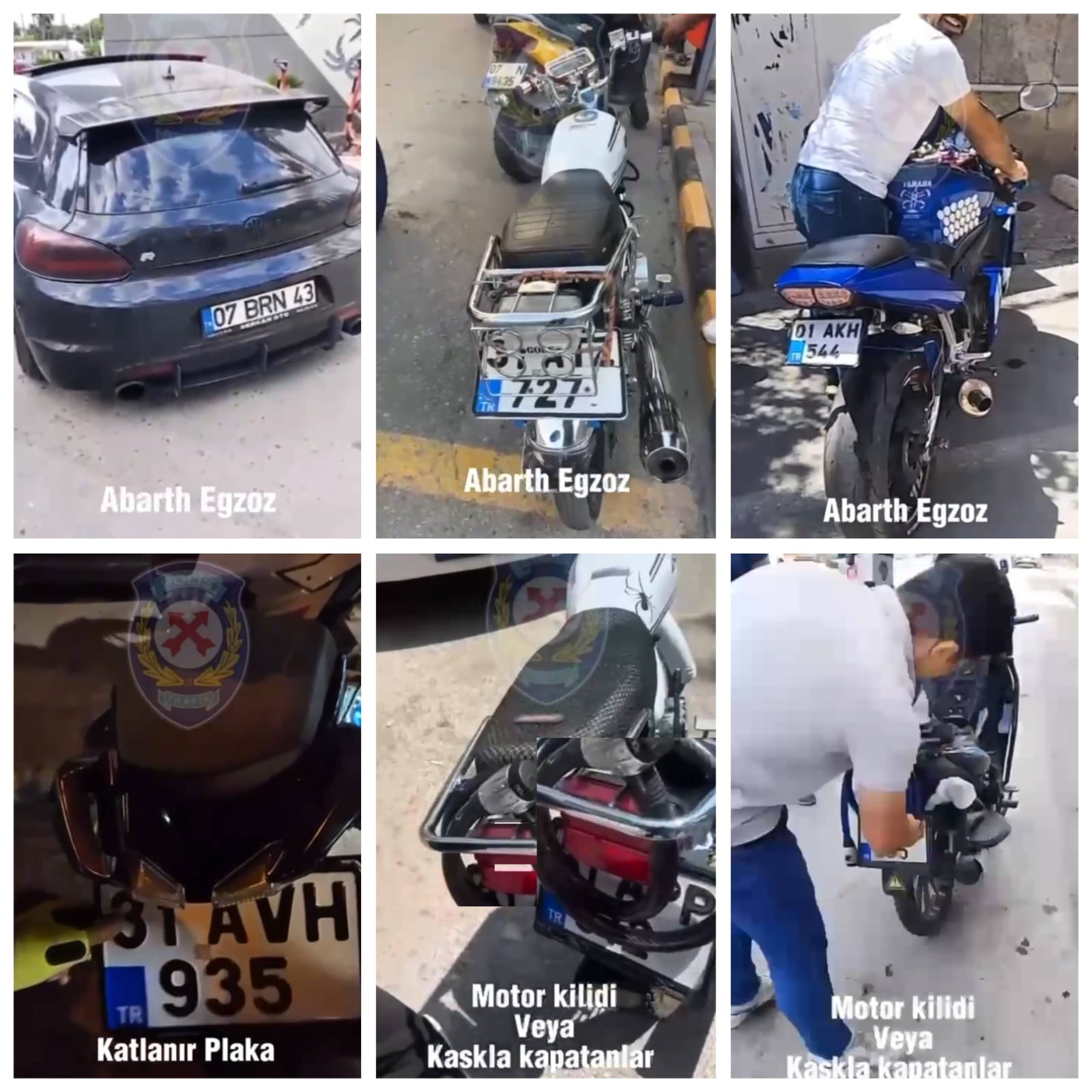 Plakasız ve abart egzozlu araçlara geçit verilmedi