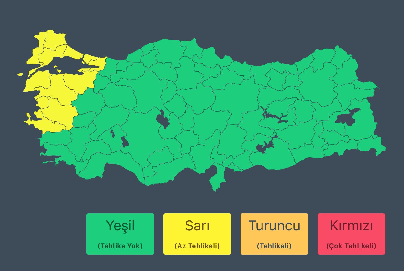 İçişleri Bakanlığı’ndan Kuvvetli Rüzgar ve Fırtına Uyarısı
