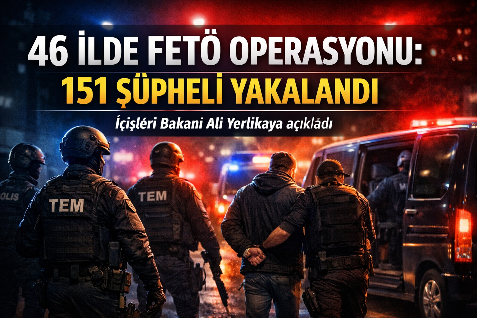 İçişleri Bakanı Ali Yerlikaya Açıkladı: 46 İlde FETÖ Operasyonu, 151 Şüpheli Yakalandı
