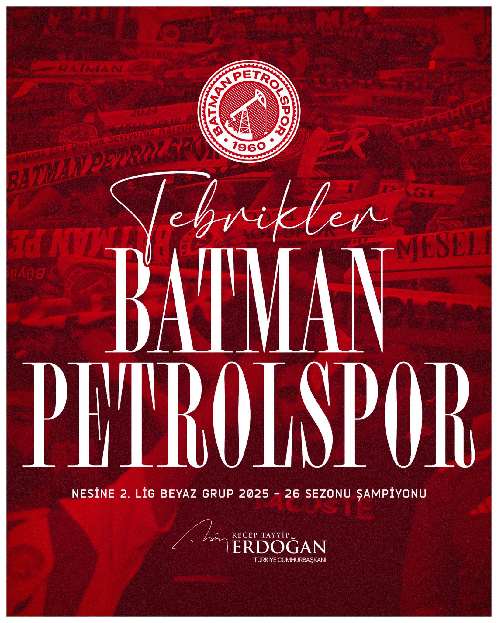 Cumhurbaşkanı Erdoğan’dan Batman Petrolspor’a Tebrik Mesajı