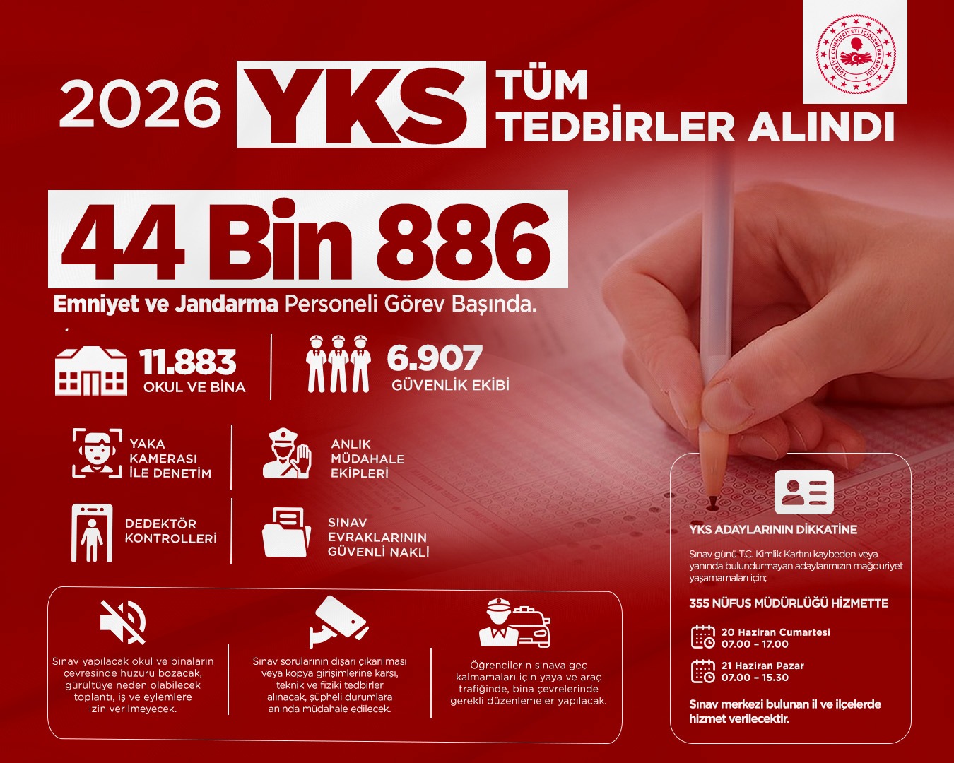 İçişleri Bakanı Mustafa Çiftçi: YKS’de 44 Bin 886 Personel Görev Yapacak