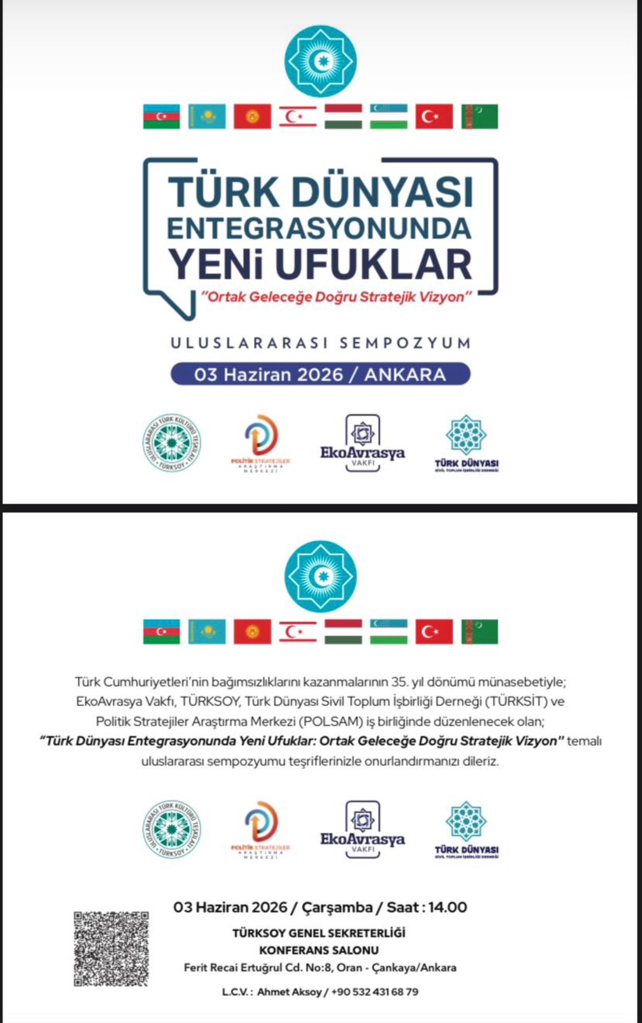 Türk Dünyası Entegrasyonunda Yeni Ufuklar Sempozyumu Ankara’da Düzenlenecek