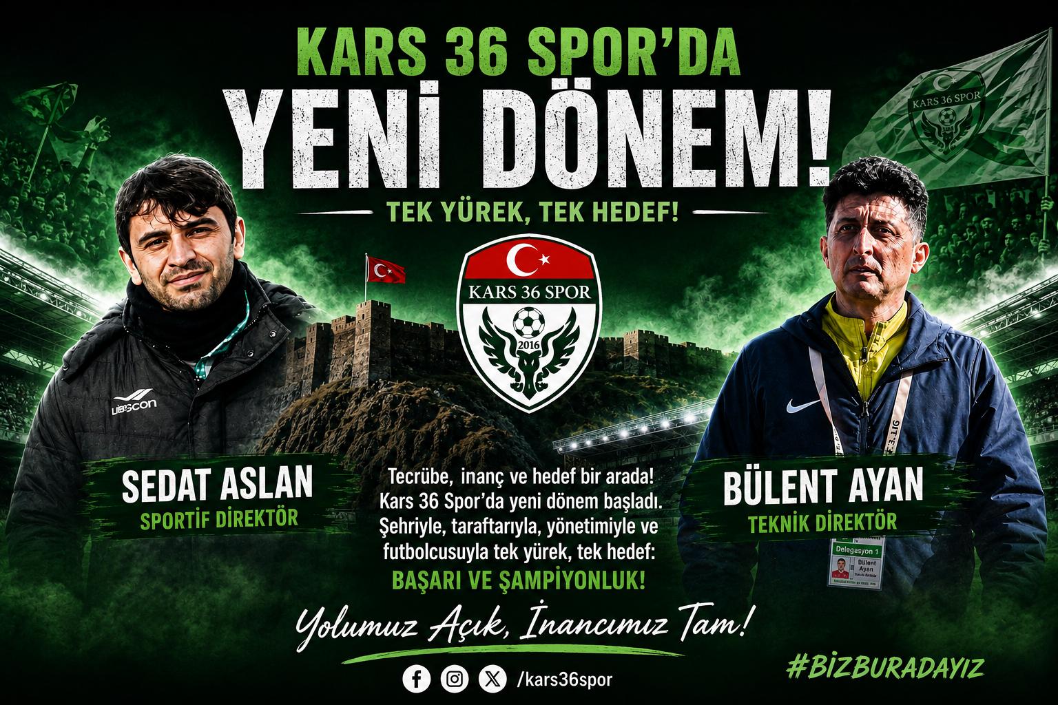 Kars 36 Spor’da Yeni Dönem: Bülent Ayan ve Sedat Aslan Göreve Başladı